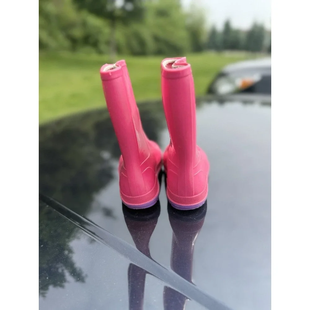 Kids Pink Rain Boots – Made in Canada – Size 7-8 Toddler Waterproof Rubber Boots